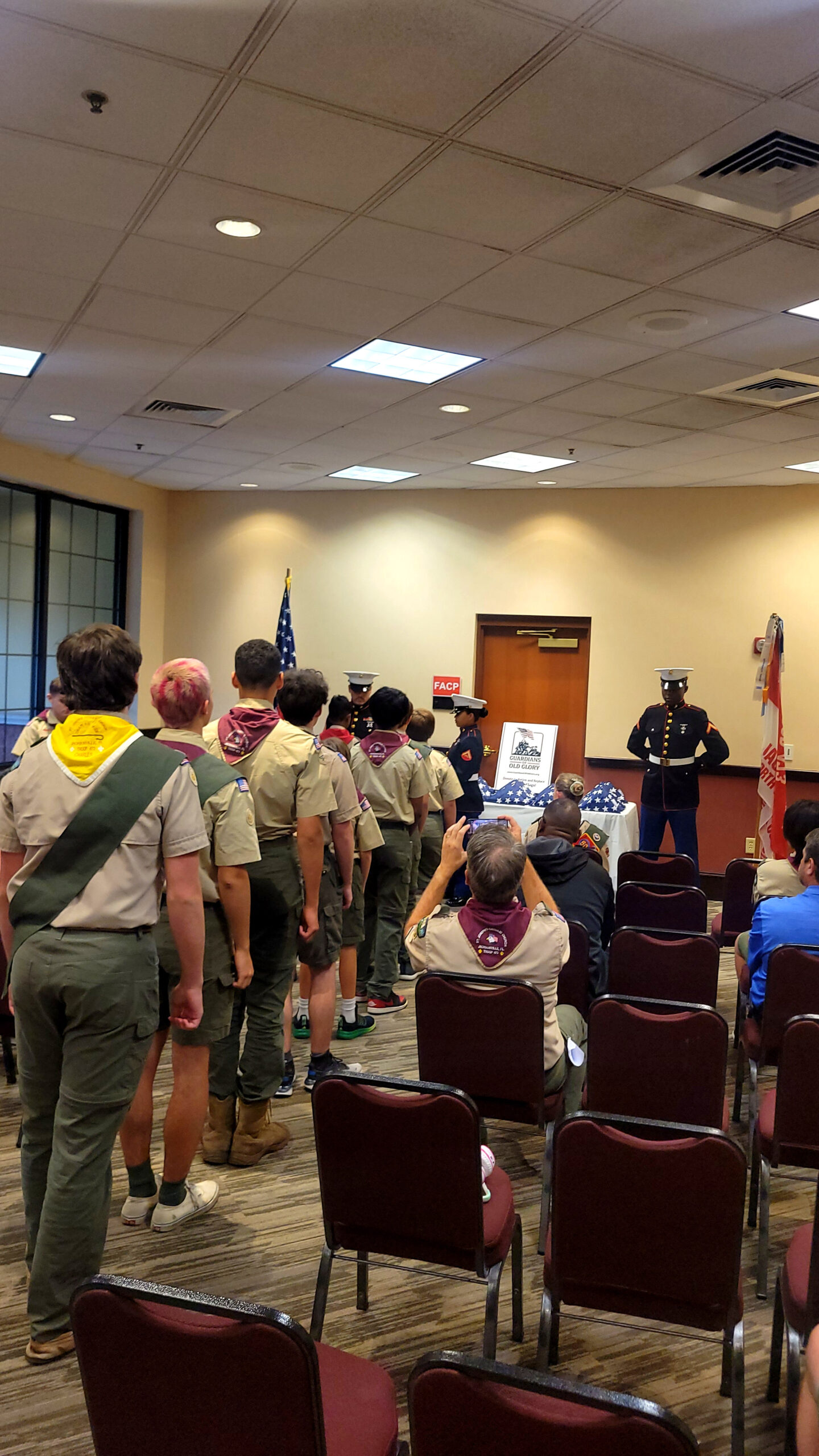 Scouts and Marines participating in the Jacksonville ceremony